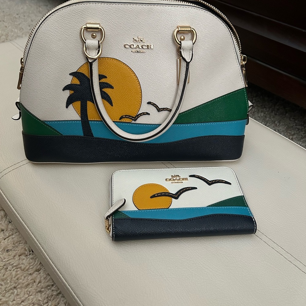 Coach Katy Satchel and medium zip around wallet set